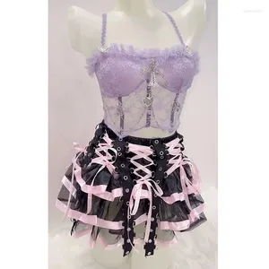 Skirts Gothic Skirt Punk Kawaii Aesthetic Y2k Lolita Jk Fashion Goth Clothes Faldas Pink