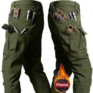 Calça calça de inverno homens homens à prova d'água à prova de vento ao ar livre calças táticas espessas de lã de lã de lã molece