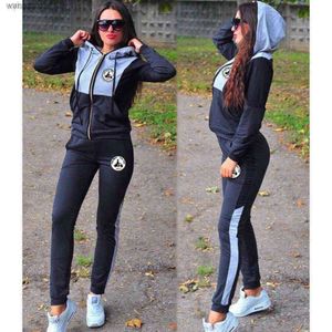 2024 Autumn Jott Printed Design Mosaic Women Clothing Sports Fitness Slim Fit Bluza i spodnie dresowe 2PCS Tracksuit