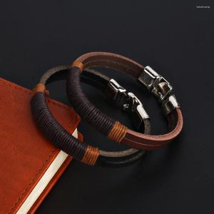 Charm Bracelets 2024 Fashion Jewelry Leather For Men And Women Side By Two-color Braided Rope Bracelet