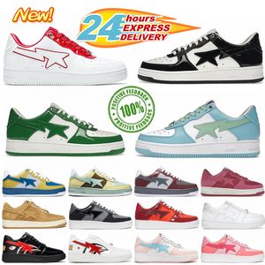 2024 Designer Sta Casual Shoes Low Top Men and Women Black White Green Camo Skateboarding Bapely Sneakers Outdoor Shoes Waterproof leather sizes 36-45