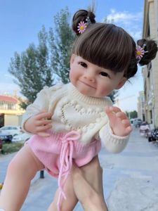 Npk 55cm raya corpo inteiro macio silicone reborn criança menina com boneca toque realista presentes de alta qualidade para criança 240223