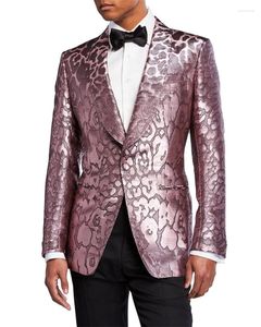 Men's Suits Classic Pink Pattern Mens Double Breast Formal Business Blazer Wedding Groom Tuxedo Banquet 1 Piece Jacket Pants Costume Homme