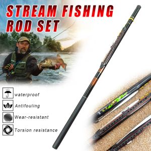 Rods Telescopic Fishing Rod Complete Kit med fiskelinje Float Portable Bekväm handtag Stream Pole med Fishhook -tillbehör