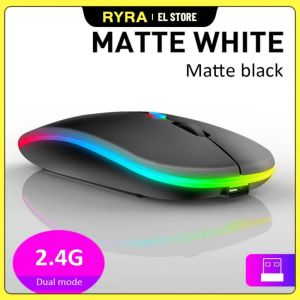 Myszy Ryra 2.4 GHz bezprzewodowe mysie Bluetooth ładowalne bezprzewodowe komputer Silent Mususe Ergonomiczne myszy USB myszy na laptopie na PC