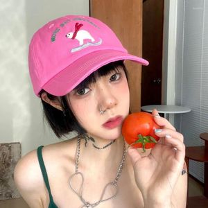 Ballkappen Sommer süße rosa gebogene Krempe Baseball für Frauen Casual Soft Top Junges Paar Hip-Hop-Hut koreanische Ins vielseitige Sonnenhüte