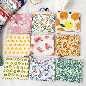 Cosmetic Bags 1PCS Women Small Cases For Females Travel Flower Print Sanitary Pad Pouch Cute Lipstick Makeup Coin Purse Storage