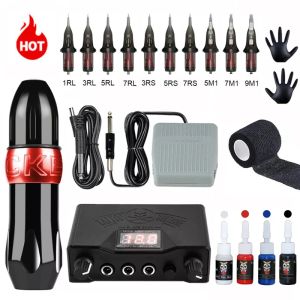 Guns Complete Rotary Tattoo Machine Kit Swiss Motor Pen Permanent Makeup Tattoo Machine Sets mit Patronen Nadeln Tattoo Power