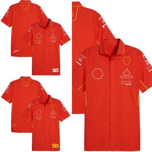Camicia da uomo F1 2024 Team Formula 1 Maglia da corsa rossa uniforme Driver Race Bavero Polo Colletto Camicie Casual Car Logo Camicia di marca Personalizzata
