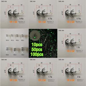 Anzóis 10pcs 50pcs 100pcs inoxidável duplo gancho de lula com haste de fibra de vidro guarda-chuva anzóis mar diy acessórios de isca de pesca ferramenta gabarito