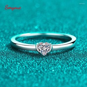 Küme halkaları Smyoue 0.3ct kalp kesim moissanit nişanları kadınlar için klasik alyans 925 STERLING Gümüş Kaplama PT950 Doğum Günü Hediyesi