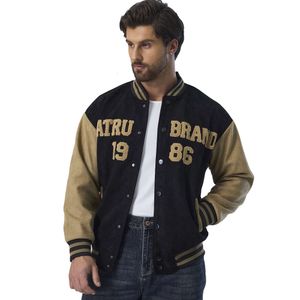 Fabricação personalizada de letras pretas bordadas masculinas do time do colégio jaquetas bomber de alta qualidade elegantes roupas de moda adolescente 84