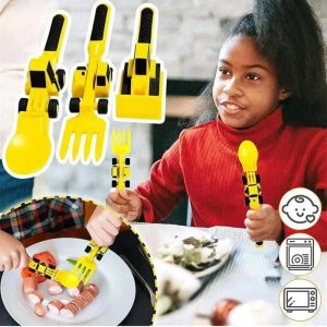 Uppsättningar Eco Friendly Creativt Kids Dining Tool Set PP Spoon Fork Knife Car Cutlery Set Dinneraktivt för barn gåvor Baby Dropship