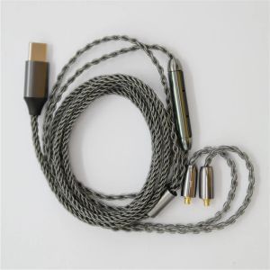 Tillbehör DAC 32bit 384KHz Hög Fidelity Type C Jack MMCX hörlurar Kabel för SE215 SE3125 SE535 UE900 Silverpläterad MMCX -headsetkabel