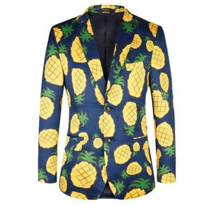 Exclusivo TOTURN Men039s ternos blazer impressão de férias de alta qualidade lazer moda masculina jaquetas flor abacaxi padrão blazer6839196