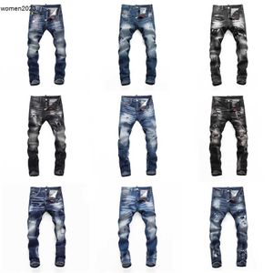 Designer jeans för herrbyxor Purple Jeans Mens Jeans Ejressed Ripped Biker Slim Fit Motorcykel Mans rakt staplade hål Jeans 02 mars