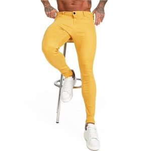 2020 Men039s Стрейч-узкие однотонные джинсы, 4 цвета, повседневные облегающие джинсовые брюки, мужские желтые, красные, серые брюки, мужские узкие брюки3567175