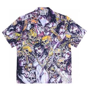 Camicia hawaiana da uomo Design Hell Girl Skull Graffiti Art Party Wear Uomo Donna Camicie di qualità di marca