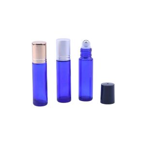 Bottles 10pcs/lot 10ml Blue Roll On Perfume bottle, 10ml Blue Essential Oil Rollon bottles, Small Glass Roller Container