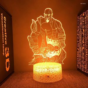 Luci notturne God Of War Figure Kratos 3d Led Light per camera da letto Lampada da comodino in acrilico Game Room Decor Regalo per bambini