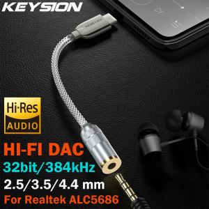 Amplifier KEYSION DAC Earphone Lossless Music Decoder USB Type C to 3.5mm/2.5mm/4.4mm HD HiFi Digital Audio Headphone Amplifier Adapter