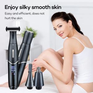 Epilator 4 in 1 Body Hair Removal Epilator Armpit Hair Bikini Hair Leg Hair Pubic Hair Electric Razor Clipper Nose Eyebrows Shaver Women