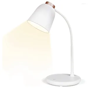 Table Lamps Dimmable White Desk Lamp With Press Control Rechargeable LED Eye-Caring Office For Reading Studying