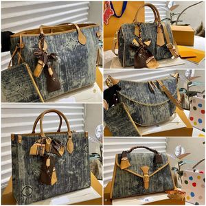 Speed ​​Tote Women's Handbag NF GM MM tvättad denim Retro axelväska shopping plånbok handväska designer lyx klassisk underarm axelväska med dammväska