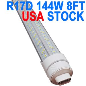 R17D Rotatable HO Base 8FT LED Tube Light 144W, Substituição de lâmpadas fluorescentes de 300W Luzes de loja, 8FT, Dual-Ended Power Barn, Cold White 6000K, Clear Cover, AC 90-277V crestech