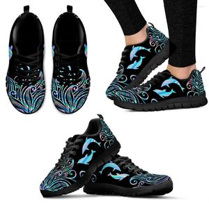 Casual Shoes InstantArts Fashion Ombre Dolphin Print Lightweight Outdoor bekväm djurbehov Anpassad plattform Sneakers