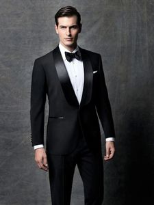 Men's Suits Elegant Solid For Men Fashion Shawl Lapel Slim Fit Wedding Business Tuxedo Custom Made 2 Piece (Jacket Pants) Male Suit