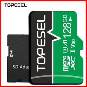 Myszy Topesel Micro SD Karty 64 GB MicroSD Memory Card Klasa 10 Duża prędkość 128 GB 256 GB U3 4K HD Flash karta Flashowa dla telefonu Drone Camera