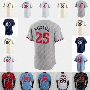 Byron Buxton Camisa de beisebol Carlos Correa José Miranda Max Kepler Royce Lewis Jhoan Duran Joe Ryan Matt Wallner Edouard Julien Joe Mauer Willi Castro Carlos Santana