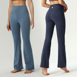 LL Damen-Hosen, Yoga-Outfits, Hosen mit hoher Taille, lockere Übung, Sport, Fitnessstudio, Laufen, Glockenboden, lange Hose, elastisch, hohe Taille