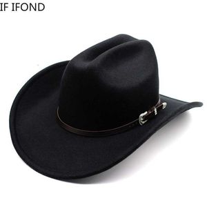 Ampla borda chapéus balde vintage ocidental cowboy chapéu para homens cavalheiro senhora jazz cowgirl com couro cloche igreja sombrero hombre bonés 230412 240302