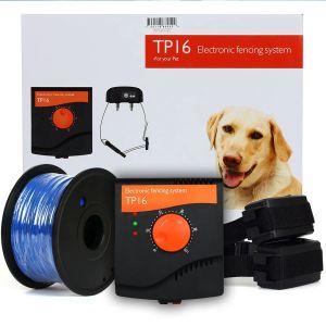 Collars TP16 Hausgrenzen-Warnzaun für Hunde, Elektroschock-Training, verstellbares Halsband, wasserdicht, wiederaufladbar, vergrabenes Zaunsystem