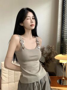 Camis Causal Fashion Sexy Low Collar Knitting Vest Women Solid Color Elastic Slim Sleeveless Tops Female 2023 Summer New