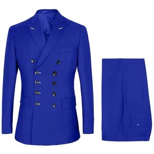 Anzüge Neue Mode Nach Maß 2020 Royal blau Zweireiher Männer Anzug Formale Geschäfts Hochzeit Smoking terno masculino (Jacke + hosen)
