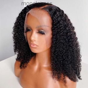 360 Lace Frontal Wig Natural Black Color Kinky Curly Short Bob Simulaiton Human Hair Wigs For Women Synthetic38EO 38EO