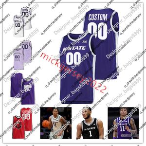 College Basketball indossa la maglia da basket giovanile da uomo cucita Kansas State Wildcats Keyontae Johnson Markquis Nowell David NGuessan Tykei Greene Cam Carter Ant