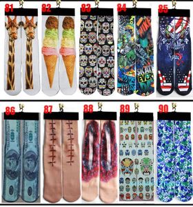 3D-Socken 500 Design Kinder Damen Herren Hip Hop Baumwollstrümpfe Skateboard bedruckte Socke 100 Stück 50 Paar 1524317
