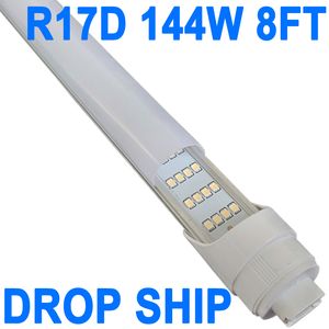 R17D/HO 8ft LED電球 -  4列、6500Kデイライト144W、14500LM、250W同等のF96T12/DW/HO、乳白色のカバー、T8/T10/T12交換、デュアルエンドの電力クレスチェック