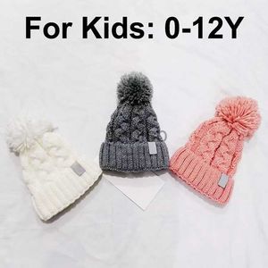 Wide Brim Hats Bucket Beanie For 0-12Y Kids Winter Designer Santa Hat Bobble Twist Knitted for Children Skull Caps Letters Fitted 3 Colors 240302