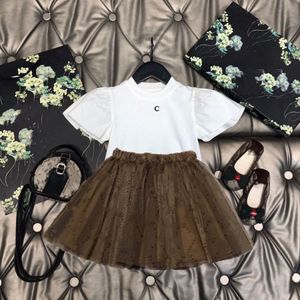 Girls Dresses Kids Clothes Sets T-shirts Short Skirts Suits Summer Baby Toddler Children Youth Kid Clothing Casual tshirts Pleated Skirt Plaid A-Line a7w5#