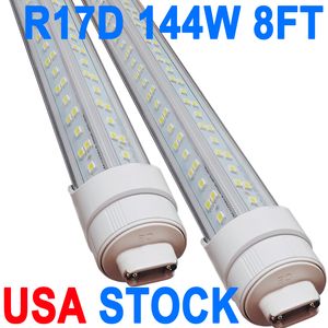 R17D Rotatable HO Base 8FT LED Tube Light 144W, Substituição de lâmpadas fluorescentes de 300W Luzes de loja, 8FT, Dual-Ended Power, 6000K para Warehouse Garage Cabinet crestech