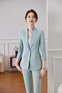 Calças femininas de duas peças primavera verão elegante pantsuits para mulheres negócios trabalho wear com e casaco casaco profissional calças de escritório conjunto