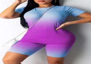 2PCSSet Women Sports Suit Print Neon Tops Short Pants Workout Clothes Tracksuit Fashion Summer Outfit Casual 2 Piece Set 2020 Y204941102