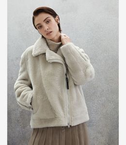 Jaqueta Brunello Cuccinelli para mulheres casacos de lã manga comprida moda zíper casual camurça jaquetas de grife