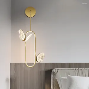 Duvar lambası Modern Led Lambalar Kelebek Işıkları Yatak Odası Aydınlatma Ev Dekoru Işık Armatürleri Yaratıcı Başucu Oturma Odası Sconce