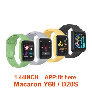 Dispositivos Macaron Y68 D20S Relógio inteligente à prova d'água Bluetooth Pressão arterial Rastreador de fitness Monitor de frequência cardíaca Smartwatch